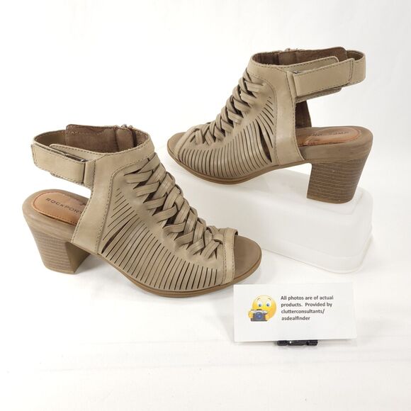 Rockport Slingback Open Toe Heel Sandals Womens Size 6.5 CDT07KH Beige - Picture 5 of 10